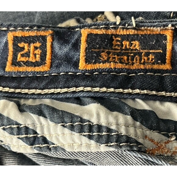 Rock Revival Jeans Low Rise Straight Y2k Flap Pockets Rhinestone Sequin Fade 26 - Picture 6 of 7